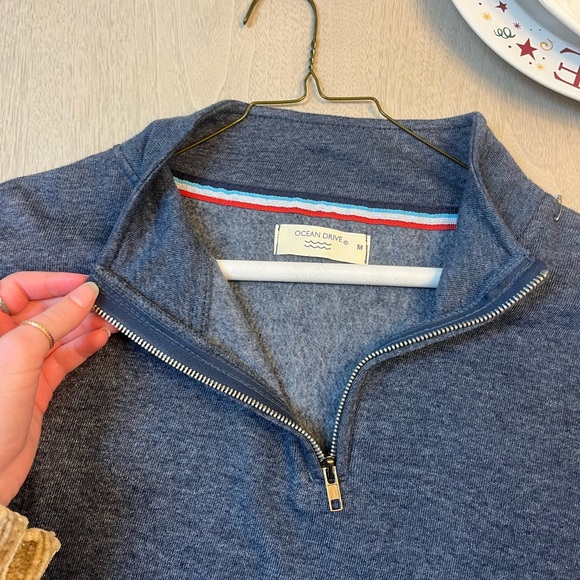 Ocean Drive Men's Heather blue quarter zip - Picture 2 of 3